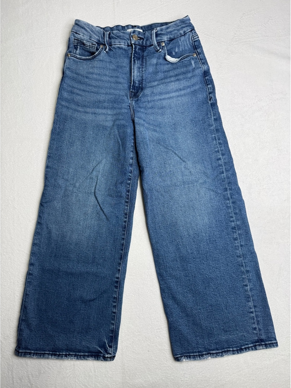 Good American Good Waist Palazzo Crop Jeans 6/28 Indigo 338 Wide Leg